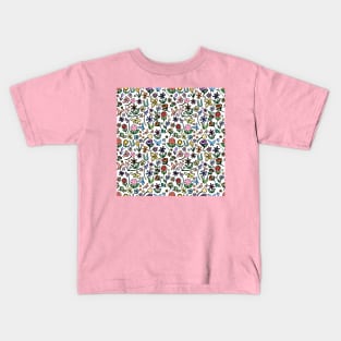 Cute Cartoon Flowers and Butterflies Kids T-Shirt